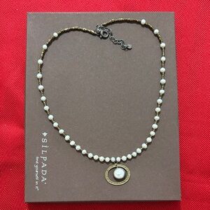 Silpada Two-Tone Pearl Pendant Necklace N1894